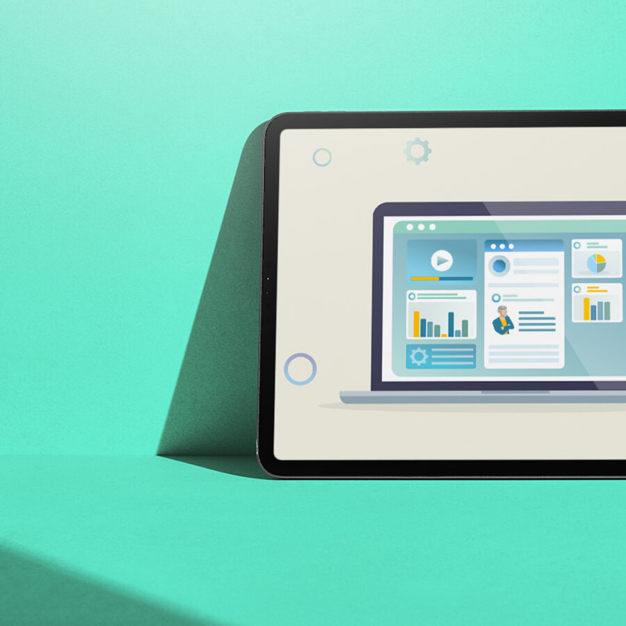 Illustration de l'animation "Unified Clinical Platform" affichée sur une tablette