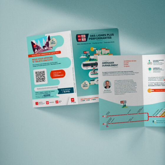 Visuel du flyer 4 pages de la campage nouvelles lignes de bus