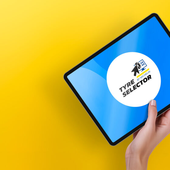 Logo Tyre Selector de Michelin sur ecran de tablette
